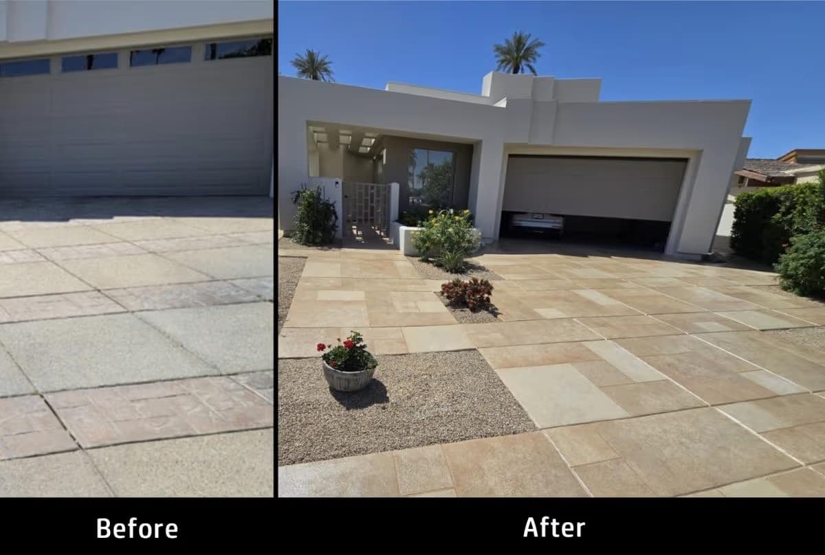 Driveway resurfacing before and after collage